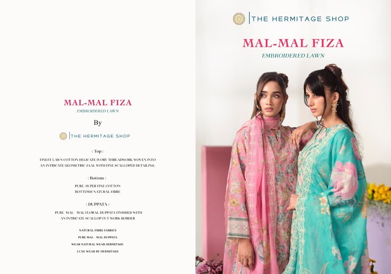 Mal mal Fiza By Hermitage Lawn Cotton Dress Material